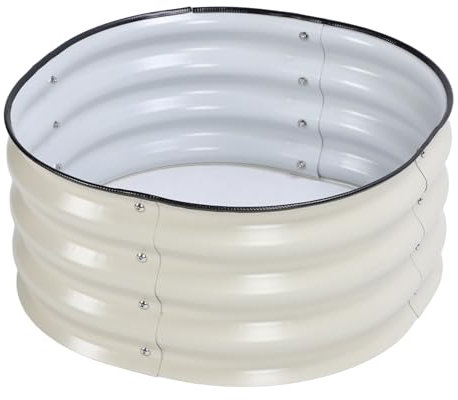 Cama de Jardín Elevada, Cajas de Jardín Elevadas Seguras con Fondo Abierto de Acero Inoxidable Cajas de Jardineras Redondas para Jardineras Caja de Jardineras de Metal para