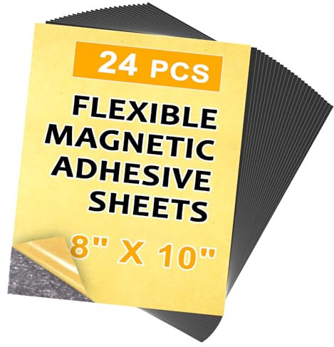 Towjug Selbstklebende Magnetbögen, 24 Stück, je 20,3 x 25,4 cm, magnetisches Papier mit selbstklebender Rückseite für Bastelarbeiten, Papiermagnete und Aufkleber