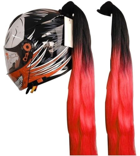 Glixoft 2 Stücke Motorrad Helm Zöpfe Helm Patch Perücke Helm Zöpfe Abnehmbare Pferdeschwanz Personalisierte Helm Dekor Liefert