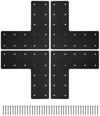 XZWMY L Post Bracket 4PCS,13.2x 13.2 Heavy Duty Mending Plate with Powder Coated Pergola Bracket,Beam Bracket,Truss Bracket,Post to Beam Connectors,L Shape Plate for Wood 6x6 Lumber