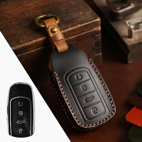 SPORTARC Handgefertigte Schlüsselhülle für Omoda 5, Leder, Schwarz