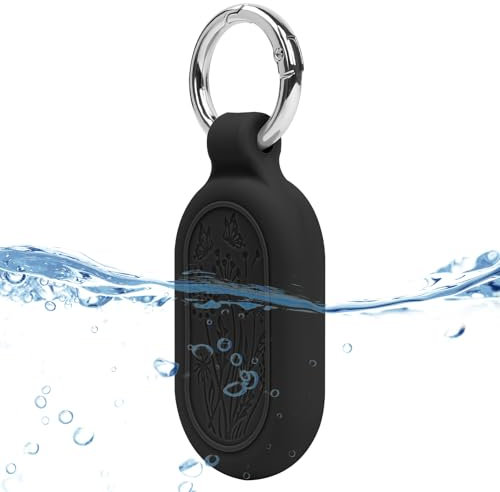 Ainiv Silikon Hülle Case für Samsung Galaxy Smarttag 2, SmartTag 2 Silikonhülle mit Karabiner, GPS Tracker Kratzfest Wasserdicht Schutzhülle für Kinder Hund Katzen Koffer Schlüssel Fahrrad (Schwarz)