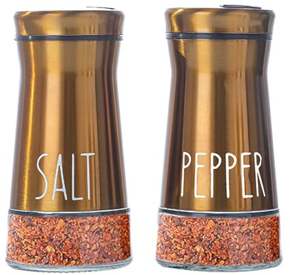 Fyfjur Salieres Et Poivrieres, 2 Pièces Saliere Et Poivriere De Table En Acier Inoxydable, Mini Salière à 3 Trous Différents Pour Les Déplacements, Saliere Pour Sucre, épices, Sel Et Poivre, Or