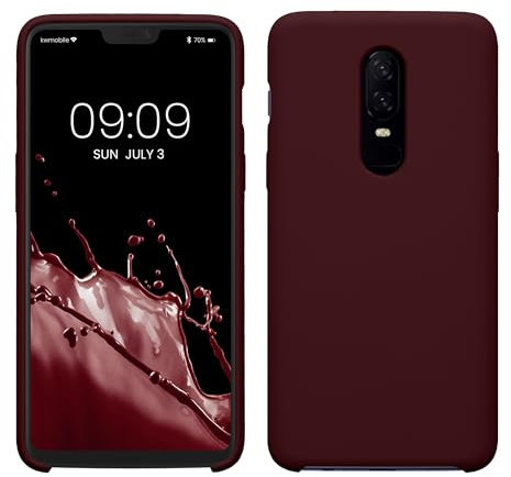 kwmobile Hülle kompatibel mit OnePlus 6 Hülle - Silikon Handy Case - Handyhülle weiche Oberfläche - kabelloses Laden - Bordeaux Violett