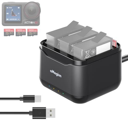 LHPHEIX Osmo Action 5 Pro Fast Charging Hub,for DJI OSMO Action 5 Pro Battery Charger Station,USB-C 5V 3A Portable Quick Charger with 3 SD Card Slots