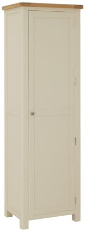 The Furniture Market | Marbury Cream Painted | Single Door Linen Cupboard | Tall Shaker Storage Cabinet | Adjustable Shelves & Hooks | Fully Assembled | Country Style | H 1900 x W 600 x D 450mm