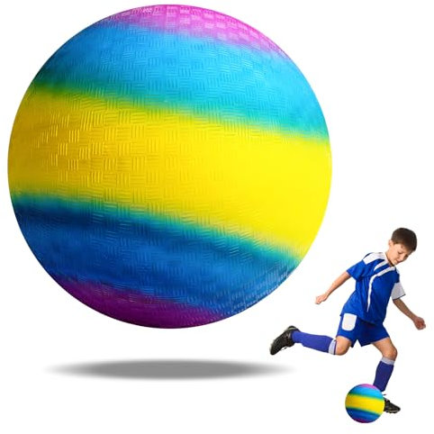OSDUE Bouncy Kickball, PVC Kinder Spielball, Mehrfarbig Regenbogen Ball Rainbow PVC Soft Ball für Kinder Fußball Softball Kinderball für Drinnen und Draußen - ohne luftpumpe geliefert Wird (8,6 Zoll)