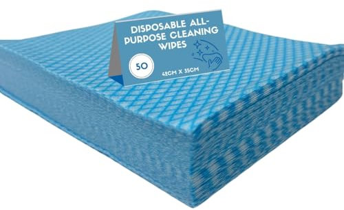 50k Large 42 x 35All Purpose Cloths, J Cloths Style Disposable Cloths For Cleaning Bathroom Kitchen Surfaces & Window Wiping General Cleaning Cloths Lint Free Blue