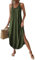Chicrise Women Maxi Sleeveless Dress Casual Beach Dresses V Neck Summer Dresses with Split Green 3X Large 28-30