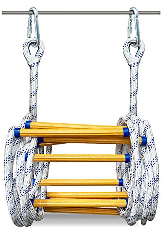 GAGULHAH Strickleiter, Feuerleiter für Kinder und Erwachsene, Flucht aus Fenster und Balkon, Tragkraft bis zu 420 kg, Reißfestigkeit, mit Haken, 3 m, 5 m, 8 m, 10 m, 15 m, 20 m (Größe: 18 m