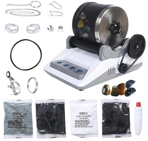 Rock Polisher Tumbler Kit Rock Tumbler et adultes Rock Tumbler Kit Rotary Stone Polisher Cadeau for adultes Enfants Géologie Passe-temps - Broyeur fin