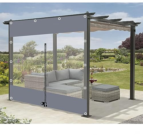 Tende per telone in PVC trasparente per terrazza portico garage telone trasparente impermeabile con cerniera pergola, gazebo pannelli laterali 3x2,3 m