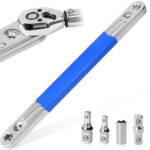 Huucozn Gekröpfter Verlängerungsschlüssel Offset Extension Wrench Universal Schraubenschlüssel Verlängerung mit 1/2 1/4 und 3/8 Inch Antriebsadapter für Mechaniker Garagenhandwerker