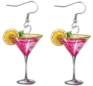 Hawaiianische Cocktail-Ohrringe für Frauen, Champagner, Weinglas, baumelnde Ohrringe, Bohemia, tropische Früchte, Weinflasche, Acryl, Tropfenohrringe, Sommer, Strand, Party, Urlaub, Schmuck, Geschenke