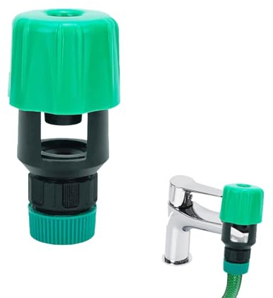 Kitchen Tap Hose Connector Universal Garden Tap Adapter Green | Universal tap hose connector converts kitchen or bathroom taps for easy hosepipe connection indoors or outdoors.