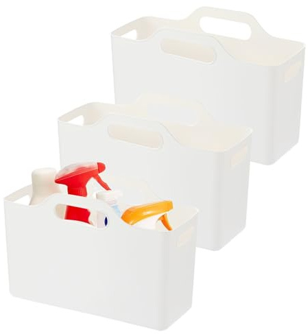 Gzsekken 3 Pack Under Sink Organiser Pull Out Kitchen Storage Box with Handle Under Cupboard Shelf Drawers Narrow Multi-Purpose Plastic Organisers for Cabinet Bathroom Laundry Storage Container