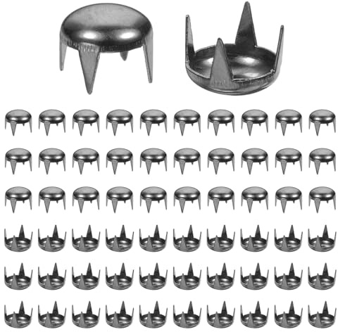 TIXIPEM Rivetti a Cupola Rotonda [100pz] - 7mm Borchie Cupola Tondi Artiglio Metallico Testa Chiodo Borchie Spillo per Pelliccia Cappello Abbigliamento Cintura Accessori Bracciale [Nero]