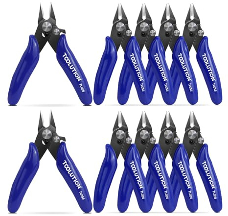 TOOLUTION Paquete 10 Cortadores Alambre, Mini Alicates Precisión, Joyería | Tijeras de alambre eléctrico de seguridad para hacer joyas, manualidades, corbata, plástico, maquetas electrónicas
