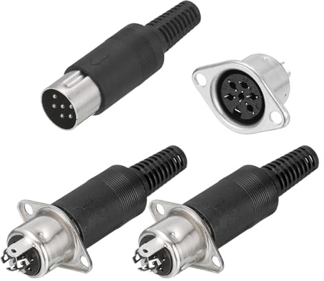 QUARKZMAN Connecteur DIN Male 6 Broches + Adaptateur Femelle Panneau Encastré pour Appareils Audio Numériques, TV, Lecteurs DVD, 6 Pcs