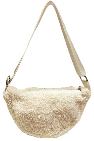 Jeamis Kleine Teddyfell Crossbody Bauchtasche Unisex Gürteltasche Umhängetasche Unifarbe