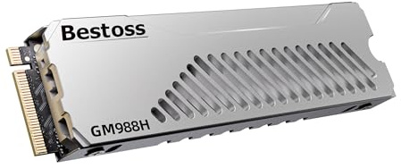 Bestoss SSD M.2 NVMe PCIe Gen4 PS5 de 4 To avec dissipateur thermique, extension de stockage de mémoire PS5 jusqu'à 7350 Mo/s, cache SLC et HMB, conçu pour les joueurs, les éditeurs et les créateurs