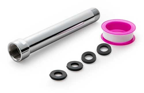 OFFO Extension de Douche de 15,2 cm, Tube Prolongateur de Douche en Acier Inoxydable 304, Bras de Douche Extensio de G1/2, Accessoires de Douche pour Salle de Bain, Chromé