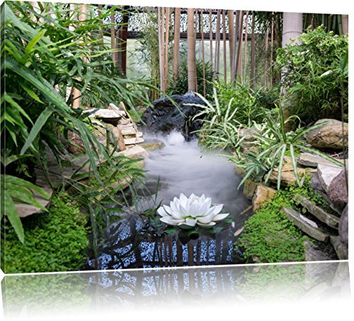 Pixxprint Zen Garten Japan, Größe: 120x80cm, Leinwandbild, fertig gespannt, Wandbild, Dekoration, Kunstdruck, kein Poster
