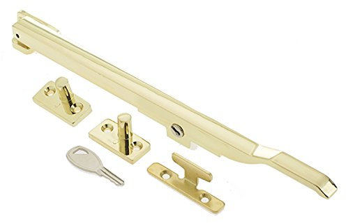 Fensterfeststeller für Flügelfenster, verschließbar, modernes und zeitgenössisches Design, 250 mm poliertes Messing