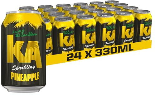 KA Caribbean Pineapple Fizzy Drinks - Traditional & Authentic Caribbean Jamaican Style Sparkling Drink - Soft Drinks Multipack - Caribbean Pineapple Soda Drinks Bulk Pack - 24 x 330ml Cans