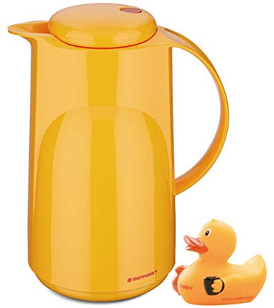 ROTPUNKT Isolierkanne 300 Marla 1,0 l | Zweifunktions-Drehverschluss | BPA Frei- gesundes Trinken | Made in Germany | Warm + Kalthaltung | Glaseinsatz | rubberduck