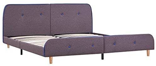vidaXL Polsterbett Klassisch Stoffbett Bett Ehebett Doppelbett Bettgestell Bettrahmen Lattenrost Schlafzimmerbett Taupe Stoff 180x200cm
