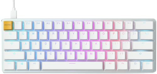 Glorious Gaming GMMK Compact (60%) - Mechanical Gaming Keyboard, Gateron Brown Switches (Tactile), Doubleshot Caps, Per Key RGB, Customisable, Full NKRO, 60% Keyboard, American QWERTY Layout - White