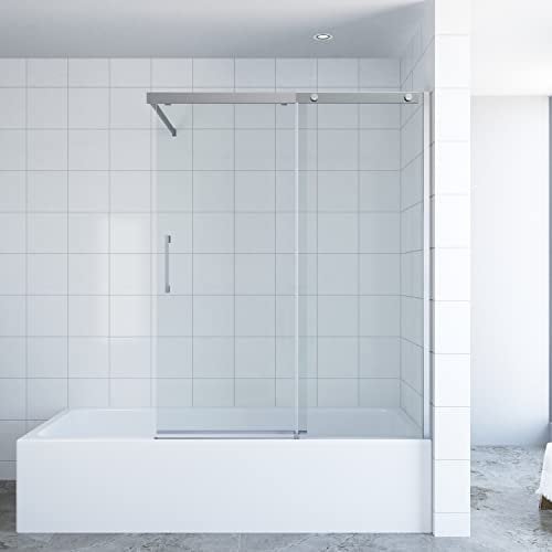 AQUABATOS® Badewannenaufsatz Schiebetür 110 x 150 cm Duschabtrennung Duschwand Glas für Badewanne Duschtrennwand aus ESG Sicherheitsglas 6mm mit Lotus-Effekt Nano Beschichtung