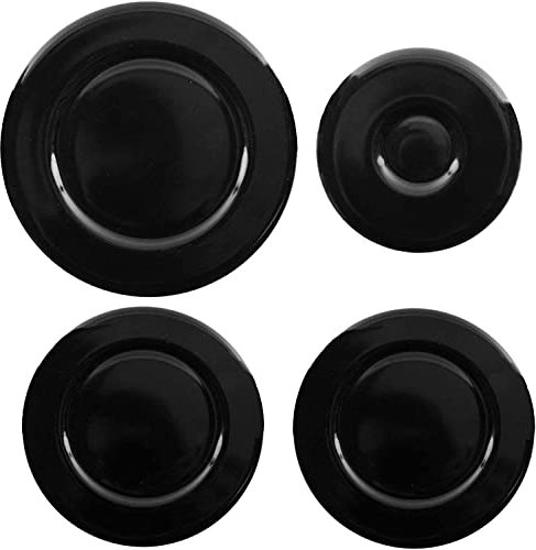 Aspares 4 Set of Universal Oven Cooker Gas Hob Burner Flame Cap Crown & Black Small Medium Large