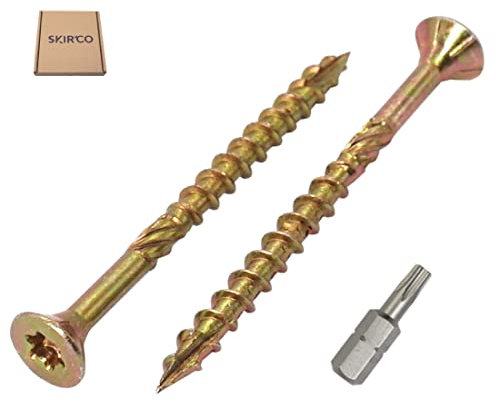 SKIR'CO (50 Stück) Universal Verzinkter Stahl 4,0 x 50 mm Gelb Holzschrauben Senkkopf Torx Kopf Typ 17 Spanplattenschrauben (50, 4,0 x 50 mm)
