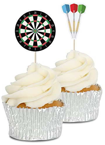 Darts & Dartboard Cupcake Toppers - 12pk - Decoration Picks