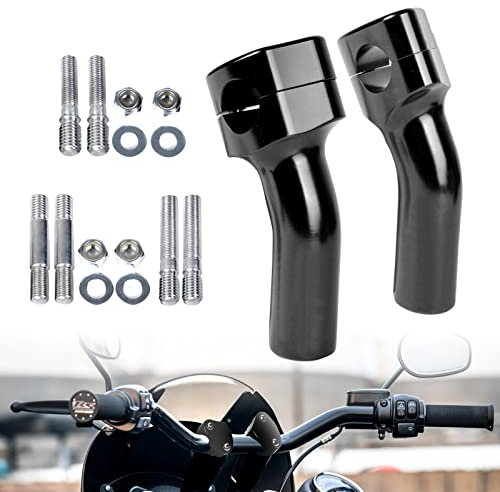 Sresk 2,5 cm Lenkererhöhung Klemme rund, 10,2 cm Höhenerhöhung Motorrad Pullback Lenker Universal Zubehör Kompatibel mit Harley Dyna Softail Honda Kawasaki Vulcan Yamaha (Schwarz)