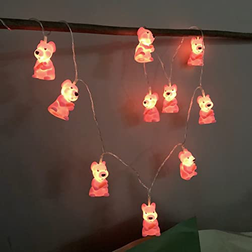 Maus Lichterketten,Batteriebetriebene Maus Laternen Dekoratives Nachtlicht Lichterkette für Garten Terrasse Weihnachten Urlaub Valentinstag Hochzeit Kinderzimmer Dekoration (1.65m/10led, Maus)
