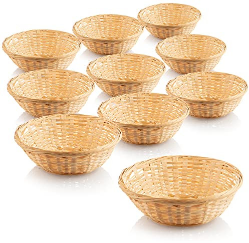 COM-FOUR® 10x panier en raphia de couleur naturelle pour la décoration - décoration de Pâques - nid de Pâques - panier pour œufs de Pâques, petits pains et collations (10 pièces - ovale 8,5 cm)