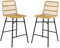 Giantex Set mit 2 Barhockern aus Rattan, Set mit 2 hohen Barstühlen mit robuster Metallstruktur mit Rückenlehne und Fußstütze für Küche, Café, Restaurant
