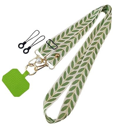 Cordón cruzado largo ajustable para teléfono móvil, correa de tela ancha para el cuello, adornos de cuerda, perlas para mujer, cordón colgante perdido