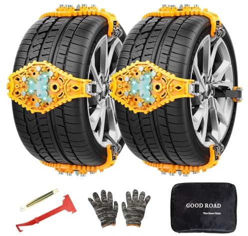 Universal Schneeketten für Auto Ninonly 8 Stück Auto Schneeketten SUV für Rad Das Auto, SUV und Kleine LKWs Auto Reifen Schneekette Anti Rutsch für Auto Sicherheit, Klettern,Breite mit 165mm-275mmm