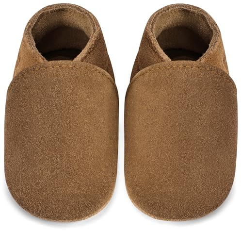 IceUnicorn Baby Lauflernschuhe Krabbelschuhe Baby Mädchen Jungen Lederpuschen Weicher Leder Wildledersohlen Lederschuhe Babys(Kastanie, 12-18 Monate)
