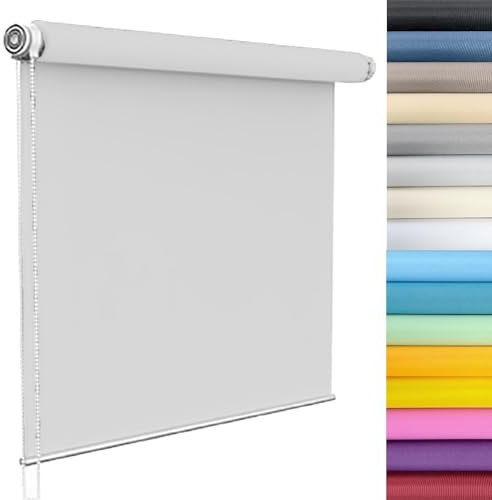 Window Roller Shades 80 x 200 cm UV Protection Thermal Properties Premium Fabric Straight Edge Dim-Out Roller Blind No Drilling Required for Bathroom,The Office, White