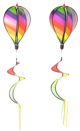 Tiamu Lot de 2 Girouette Mongolfière, Montgolfière Moulin À Vent Jardin Exterieur, Carillons éoliens pour l'extérieur, Moulin à Vent Rotatif pour Porche, Cour, Balcon, Décoration de Jardin