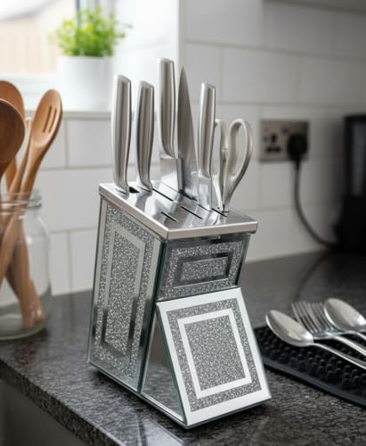 Biznest Crystal Crushed Diamond Kitchen Holder Rack Stand Storage Universal Home Decor (Silver)
