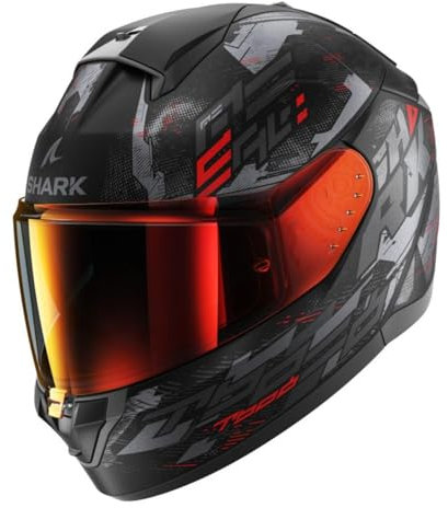 SHARK, Casco Moto Integrale RIDILL 2 MOLOKAI Black / Red / Grey KAR, Taglia M + VISIERA IRIDIUM OMAGGIO