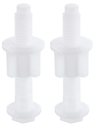 sourcing map 2Pcs Toilet Seat Hinges Screws, White Universal Plastic Toilet Seat Hinge Bolt Screws with Nuts and Washers for Fixing the Top Toilet Seat
