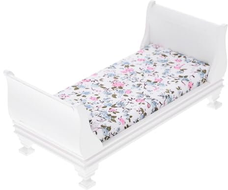 IMIKEYA Miniatur Bett Puppenhaus Zubehör 1 12 Mini Bett Deko Holz Puppenhaus Miniatur Puppenbett Möbel Spielzeug für DIY Schlafzimmer Szenen Puppen Hause