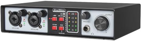Pesderty Interface Audio USB Externe Carte Son 2 Entrées 2 Sorties Carte Son USB pour Ordinateur sans Pilote Enregistrement en Direct de Mixeur Karaoké